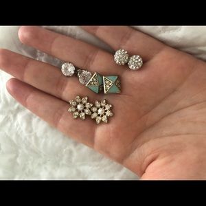 Clear/white crystal/rhinestone stud earring bundle